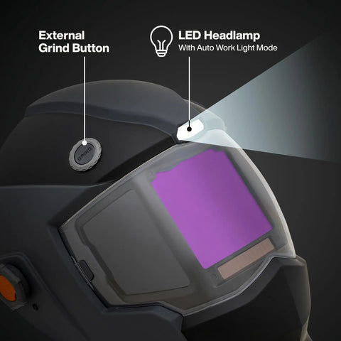 Panoramic Welding Helmet With True Color Auto Darkening Filter Three Window Design Built In Cooling Fan And LED Headlamp