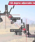 Heavy Duty 50 Inch Manual Implement Lift With 1 Point Lift System And 2 Inch Hitch Receivers showing 50-degree adjustability
