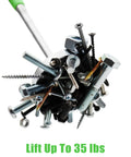 Telescopic Magnetic Floor Sweeper Pickup Tool With 35 Lb Capacity holding screws and nails, metal shaft visible