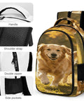 Autumn Running Golden Retriever Printed Backpack For Everyday Use Unisex Large Capacity Daypack Made From Breathable Durable Polyester