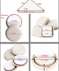 Measurements of Self Adhesive Furniture Sliders For Carpet, 40 Pack Moving Pads in various shapes, highlighting sizes and thickness.