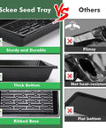 Comparison of Sckee Seed Tray vs others, highlighting durable ribbed bottom of Five Pack Plant Growing Trays For Seed Starting.