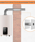 Stainless Steel Wall Thimble For Indoor Gas Water Heater Venting, Retractable 4.25 To 7.5 Inches next to brick wall
