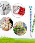 Diy Sparkle Fairy Wand Garden Stakes And Plant Support Kit With Premium Heavy Duty Stainless Steel Rods Plus Colorful Rhinestone Crafting Beads displayed in various garden settings.