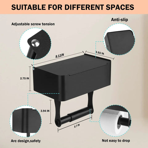 Dimensions of Stainless Steel Toilet Paper Holder With Shelf And Hidden Wipes Dispenser SUS304 Wall Mount Or Adhesive Mount