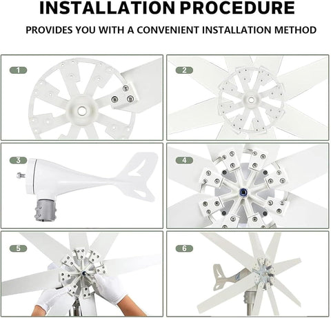 Assembly steps for 20kW Wind Turbine Generator Kit With 8 Blades And MPPT Controller For 12V 24V 48V 110V 220V Charging