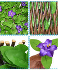 Expandable Privacy Screen With Artificial Purple Flowers For Balcony And Patio Fence Outdoor Greenery Privacy Barrier With Silk Leaves