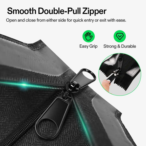 Close-up of Pro Grade Heavy Duty Self Adhesive Zipper Door for debris barriers, highlighting easy grip and durability.