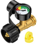 Color Coded Propane Tank Gauge Level Indicator For 5 To 40 Lb Tanks Easy Read At A Glance With Green Yellow Red Zones No Guesswork For Grill Heater Fryer Camper And Outdoor Cooking On The Go brass gauge with black cap and yellow seal