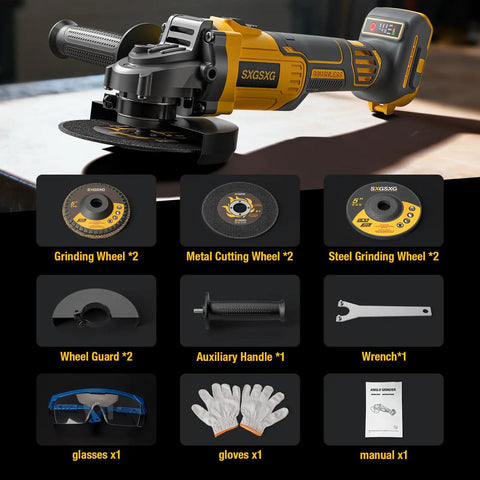 Beast Mode Brushless Cordless Angle Grinder 4.5 Inch For 20V Max Batteries with accessories for grinding, cutting, polishing