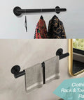 Black Metal Stair Railing Kit Heavy Duty Indoor Outdoor Wall Mounted Handrail used as towel and clothing rack