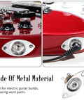 Killer Electric Guitar Output Jack Plate With Quarter Inch Connector and Two Mounting Screws, metal material close-up on guitar.