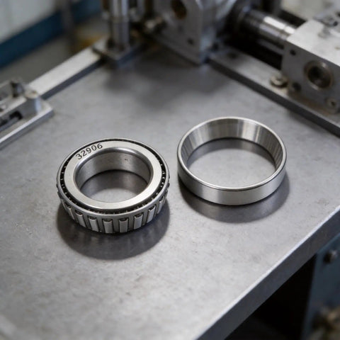 Upper And Lower Steering Bearings Set For INOKIM OX And OXO Electric Scooters Alloy Steel Replacement Parts on workbench