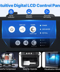 Intuitive Digital LCD Control Panel on Countertop Nugget Ice Maker Makes Forty Eight Pounds Per Day With Instant Freeze Speed And Zero Stress Cleaning Whips Up Smooth Chewable Pellets For Legit Chill Backyard Hangs.