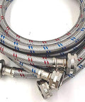 Braided Stainless Steel Washing Machine Hoses 10 Foot Set Two Pack With Color Coded Hot And Cold Lines for easy tightening
