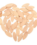 Heavy Duty Maple Wood Joiner Biscuits 100 Piece Pack Smooth Domino Router arranged in a heart shape on a white background.