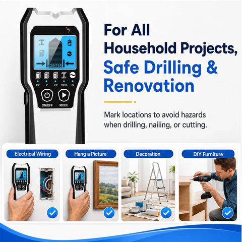 Straight Up Reliable Stud Finder Wall Scanner Five In One Upgraded Drywall Detector With Bright Lcd Panel And Sharp Audio Alerts For Locating Wood Metal Ac Wire Pipes And Joists Dead On Target