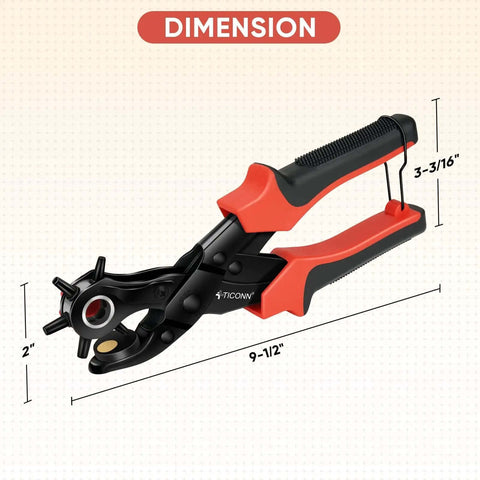 Dimensions of Beefy Heavy Duty Leather Hole Punch Tool Set With Multi Size Punches and ergonomic steel construction.