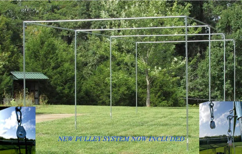 Heavy Duty Batting Cage For Backyard Baseball And Softball With Door 42 Ply Twine 10 Foot High By 12 Foot Wide By 40 Foot Long EZ Frame Kit With Steel Frame Corners For Easy Setup Poles Not Included Great Practice Space