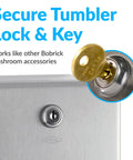 Secure tumbler lock on Surface Mounted Multi Roll Toilet Paper Dispenser In Satin Stainless Steel For Public Restrooms Built To Last Durable 304 Stainless Easy Auto Roll Replacement Commercial Bathroom Accessory Model B2888.