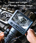 Two-Way Articulating Borescope With Light, 1080P Endoscope Inspection Camera showing engine view with flexible probe