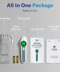 Forehead And Ear Thermometer For Adults Kids And Baby One Push Button Quick Readings Clinically Accurate And Reliable Magnetic Probe Cover Easy To Use Digital Thermometer For The Whole Fam. package with storage bag, 2 AAA batteries, manual, and quick guide