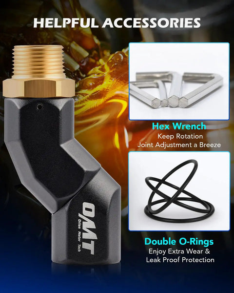 360 Degree Fuel Hose Swivel Kit With Three Quarter Inch NPT Threads For Easy Angling Safer And Faster Fueling No Fuss Multi Plane Rotation Leak Resistant Nozzle Connection Compatible With Most Three Quarter Inch Fuel Hoses And Nozzles, black metal swivel fitting