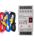 Front view of Set It And Forget It Automatic Water Level Controller for 110V Systems with float switch and relay, wires visible.