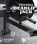 Beefy Heavy Duty Deadlift Jack Barbell Stand For Easy Plate Loading And Unloading, sturdy black finish, side view