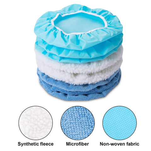 Stack of 20 Pack 5 To 6 Inch Microfiber Polisher Pad Bonnets For Orbital Buffers Easy Slip On Polishing Buffing Covers Durable Car Detailing Accessories That Will Not Deform Delivers Smooth Mess Free Shine On All Finishes