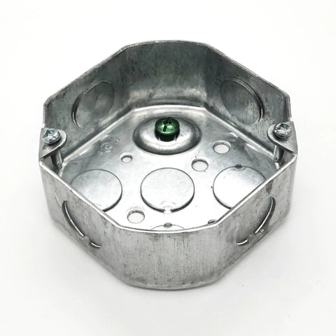 4 Inch Octagon Electrical Box With Three Eighth Inch Knockouts Cover UL Listed Galvanized Steel Junction Box For Ceiling Or Wall Installations