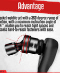 Beefy 18-Piece Half Inch Drive Shallow Impact Universal Joint Socket Set With Metric Wobble Sockets 10-24mm, Includes 3 Inch And 6 Inch Extension Bars, Quarter To Half Inch And Three Eighths To Half Inch Adapters, 6 Point; 24mm wobble socket close-up