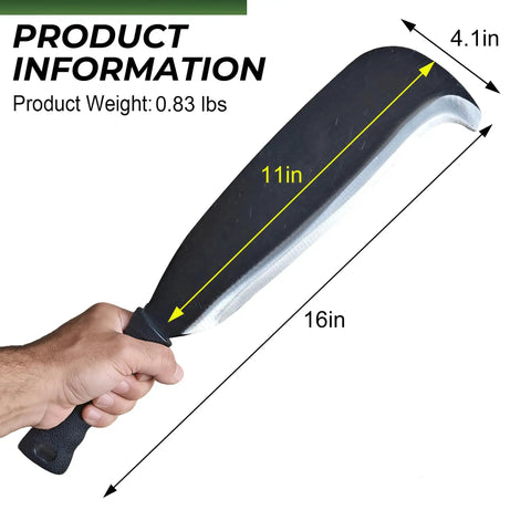 16 Inch Heavy Duty Forged Carbon Steel Machete For Cutting Trees And Dense Brush Double Edge Blade 1.5 Lb with measurements