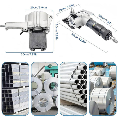 Bad Boy Pneumatic Steel Strapping Machine For Metal Banding Tools With Adjustable 19 To 32 Mm Width Portable Packaging Rig For Quick Job Prep And Smooth Operation Without The Sweat, shown from multiple angles and contexts.