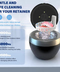 All In One Ultrasonic Retainer Cleaner For Mouthguards Aligners Braces Night Guards And Dental Appliances 200 ML 45KHz With Four Cleaning Modes Easy Clean For Rings Jewelry Cleaner Includes Cleaning Pod And Basket, black cleaner with basket
