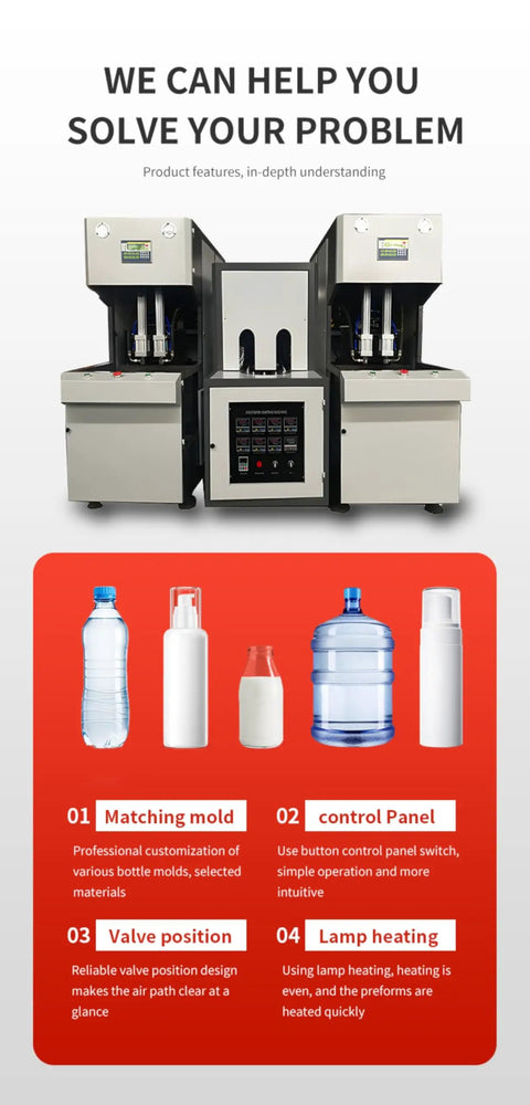 High Speed Blow Molding Machine With Automated Production And Fast Cycle Times For Customizable Capacities And Bottle Sizes And Configurations Designed For Efficient Production In Beverage And Household Bottle Applications front view