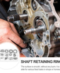 175 Piece Pro Grade External C Clip Snap Ring Assortment Kit in use on automotive shaft and axle housing.