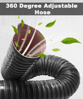 2 Inch Silicone Coated Fiberglass Air Duct Hose, 3.3 Feet Long, Flexible Cooling Ducting With Sprung Steel Wire, Black