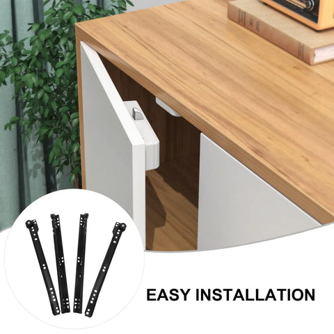 Stainless Steel Drawer Slide Rail Replacement Kit With Back Plate Two Part Kitchen Sliders, shown with easy installation