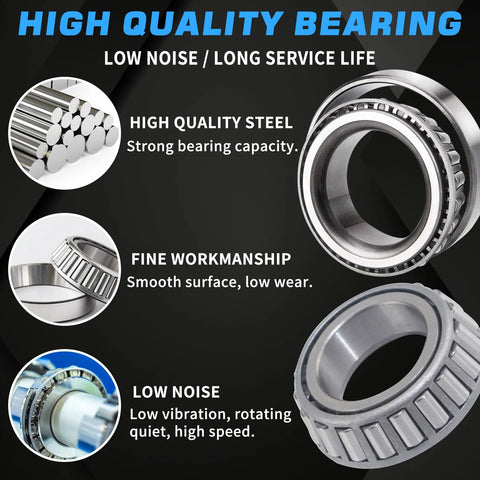 Front view of LUXTRKSTO trailer hub bearing kit for 1in straight axle, with seals and dust caps