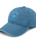 Vacation Quotes Funny Hat For Women Cool Washed Cyan Blue Cap with cute yacht graphic