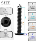 M6 X 35mm Flat Head Hex Socket Cap Bolts 10 Piece Set With Hex Wrench Alloy Steel detailed size diagram including dimensions.