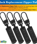 Ultra Easy No Sweat Clip-On Zipper Pull Replacements 4 Pack Black Universal Tabs For Zipper Repair Fits Medium To Large Zippers