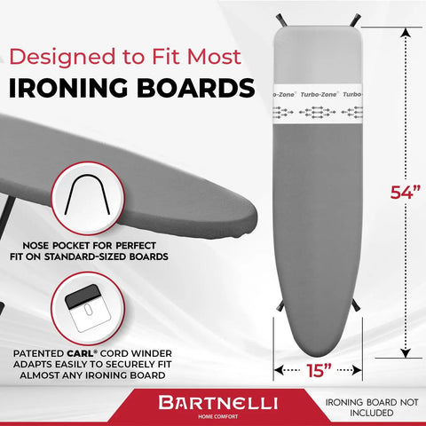 Ironing Board Cover and Pad 54x15 Replacement With Park Zone And Turbo Zone Scorch Resistant 100 Percent Cotton, fits standard boards