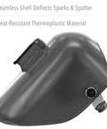 Side view of Tigerhood Classic Thermoplastic Welding Helmet Gray For Heavy Duty Sparks And Heat Pro Grade Protection With Noryl Shell