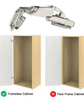 Knockout Durability One Pair 175 Degree Concealed Cabinet Hinges mounted on frameless cupboard showing comparative cabinet styles.