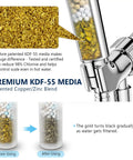 Close-up of 2 Pack Shower Filter Replacement For Hard Water Softening, Upgraded KDF55 Media Purifier showing filter details and effects.