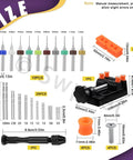 Infographic of 47 Piece Hand Drill Bit Set With Mini Bench Vise Clamp And Pin Vise, Twist Drills And Mini Color Drills Kit sizes.