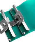 Close-up of Six Pack 11 Oz 3D Sublimation Silicone Mug Wraps with stainless clamp fixture for heat resistance and mug stability.