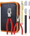 Pro Grade Oil Feed Glass Cutter Kit With 8-Inch Glass Cutting Pliers, 6-Inch Pliers, Glass Cutting Knife, Pen, Blades, Screwdriver, Case